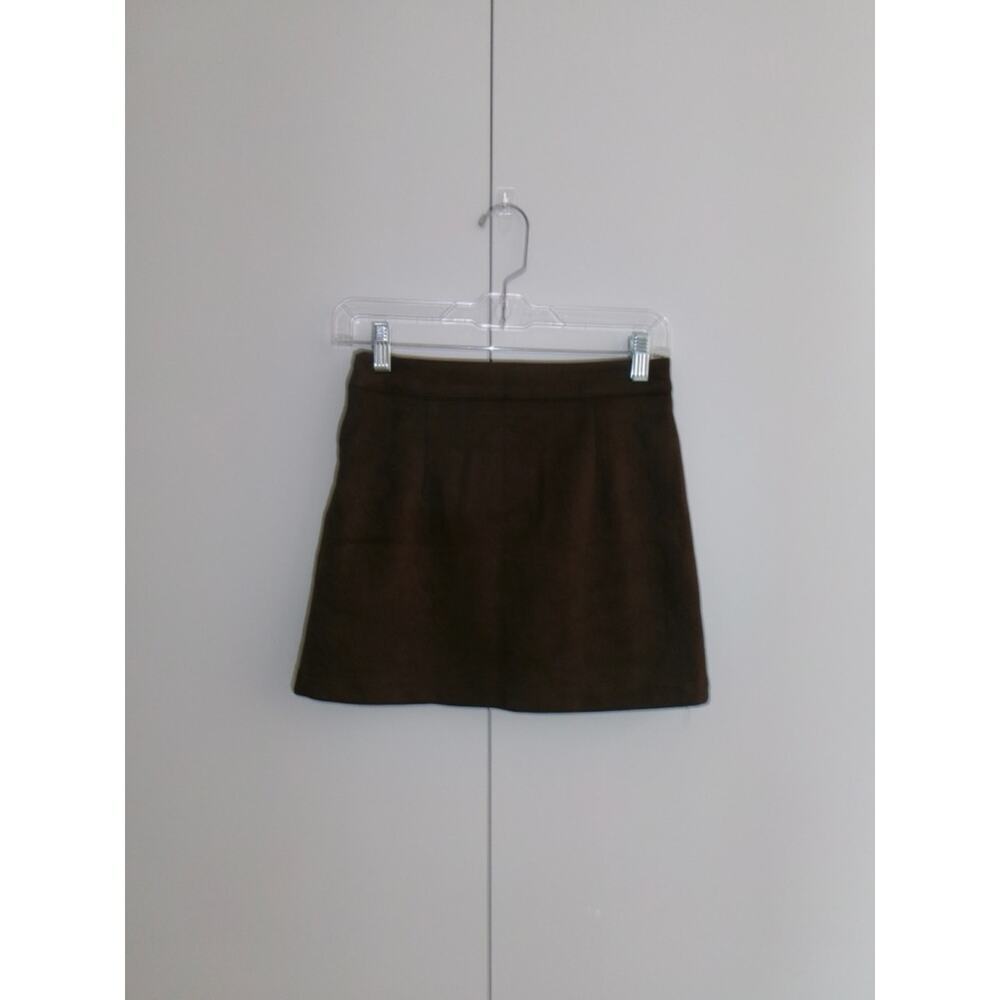 Womens Dark Brown Mini Skirt - Chic A-Line Style - Picture 2 of 2